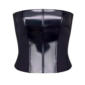 SKIMS Black Stretch Vinyl Corset - Size XL